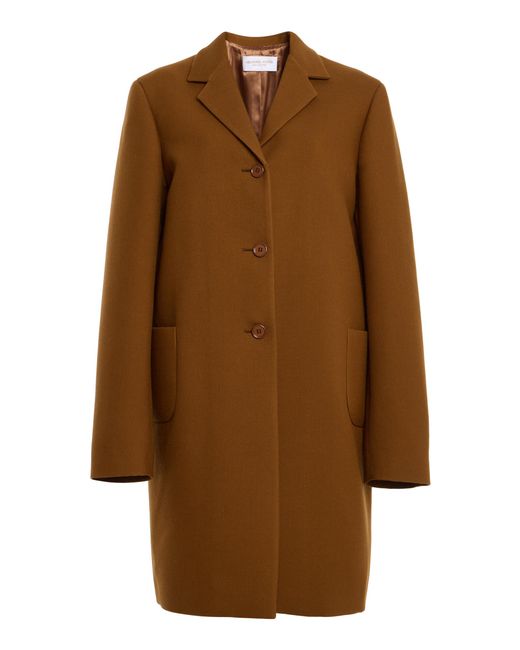 Michael Kors Brown Reefer Wool-Blend Coat