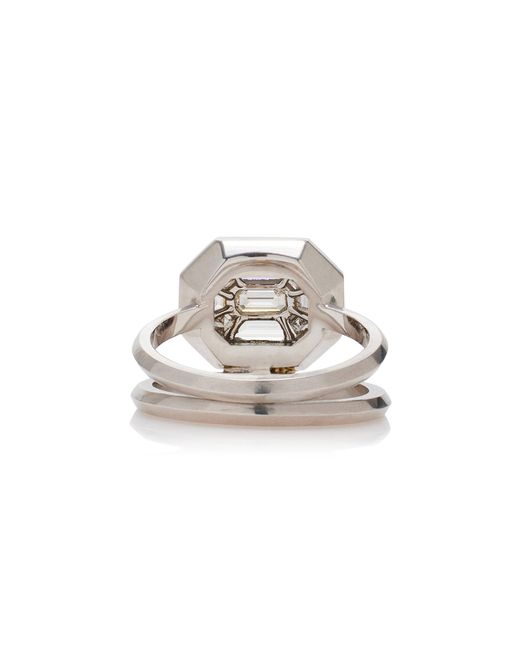 Sylva & Cie 18k White Mosaic Diamond Spiral Ring