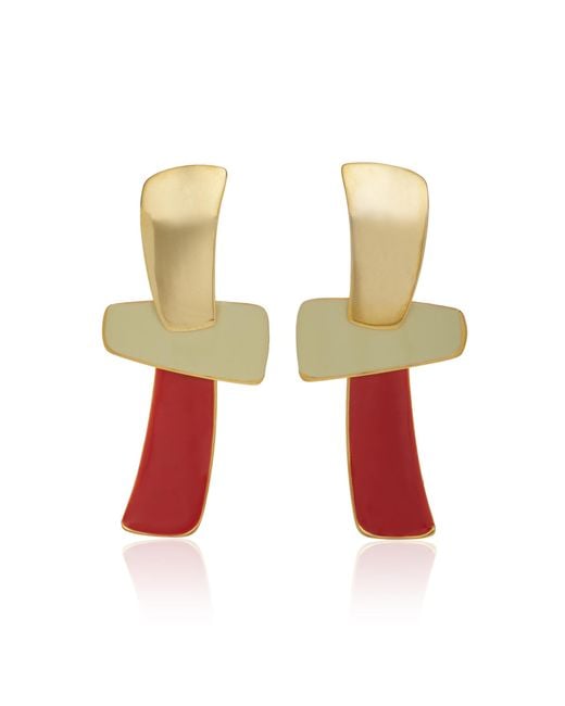 Lizzie Fortunato Red Ernesto Gold-plated Earrings