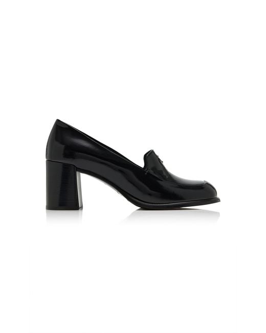 Prada Black Leather Loafer Pumps