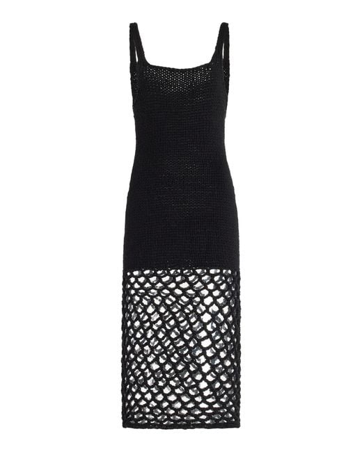 Nia Thomas Black Sade Crocheted Cotton Maxi Dress