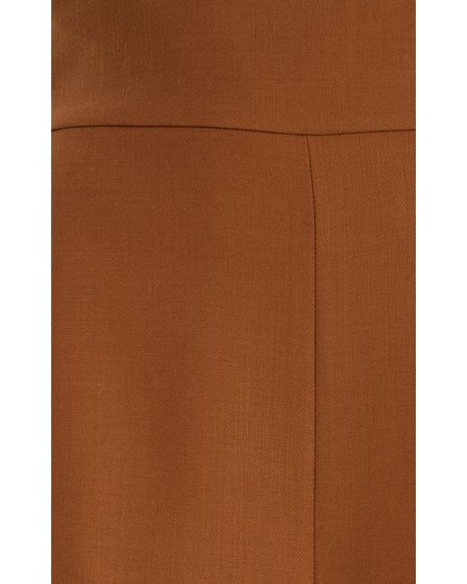 Carolina Herrera Brown Diane High-Rise Wool Wide-Leg Pants