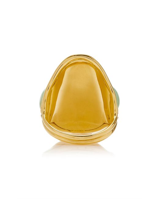 Fernando Jorge Green Fluid 18k Yellow Gold Diamond, Aquamarine Ring