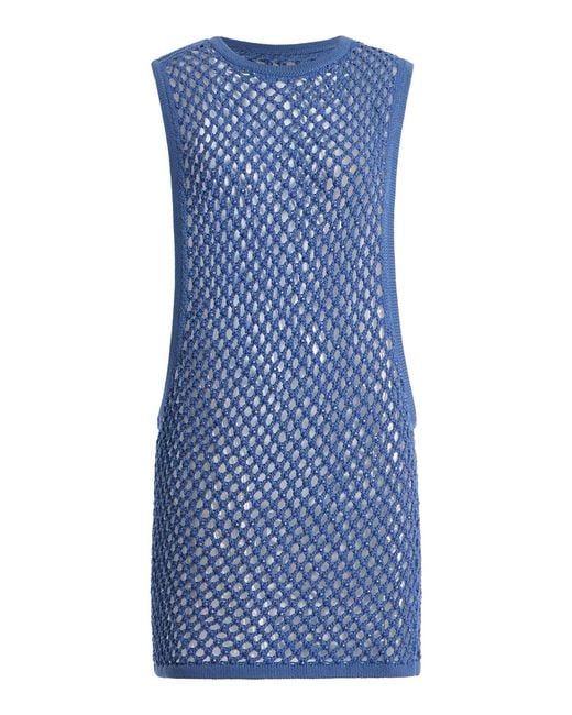 DIOTIMA Blue Grenada Cotton-Blend Crochet Mini Dress