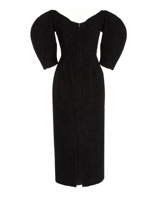 Mara Hoffman Black Leonara Off-the-shoulder Organic Cotton-linen Midi Dress