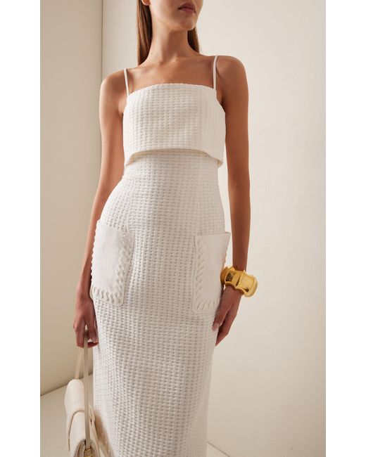 Alexis White Noval Textured Cotton-blend Maxi Dress