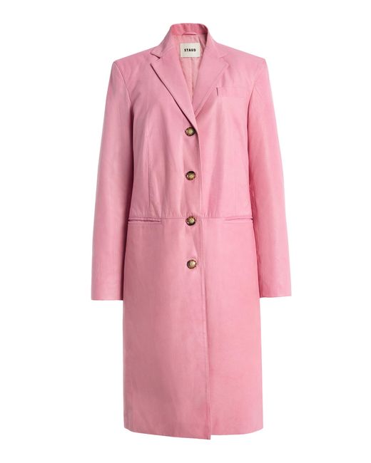 Staud Pink Wyatt Leather Coat