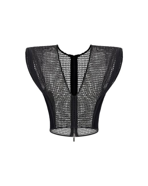 Maticevski Black Openwork Cotton-Blend Kombat Top