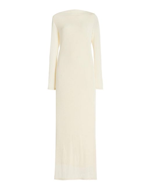 Significant Other White Luna Draped-back Jersey Maxi Dress