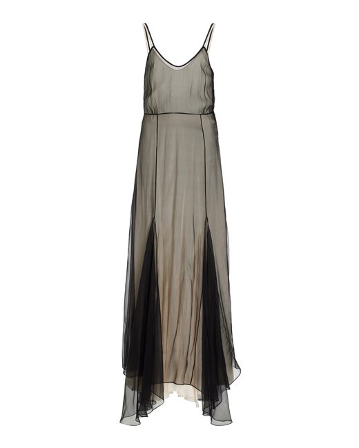 Colleen Allen Natural Silk Chiffon Godet Dress