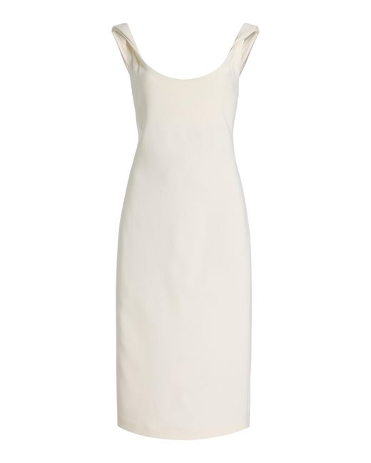 Another Tomorrow White Twisted Crepe Dress