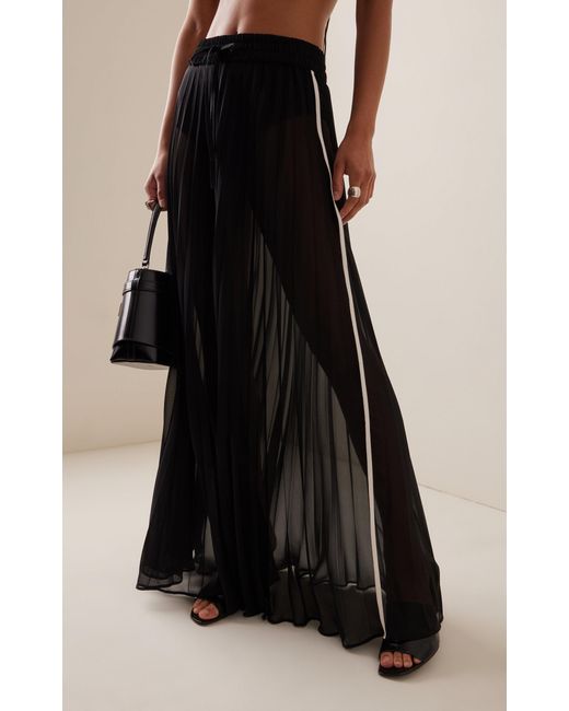 Peter Do Black Pleated Chiffon Midi Skirt