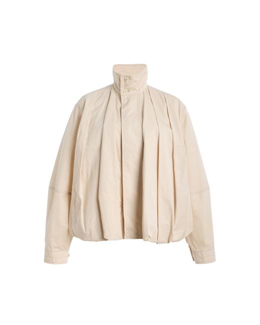 Lemaire Natural Pleated Cotton Satin Blouson Jacket