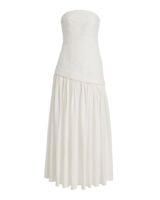 Significant Other White Blyth Pleated Cotton Maxi Dress