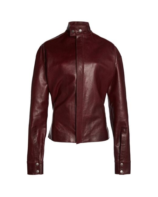 Victoria Beckham Red Sculpted Leather Jacket