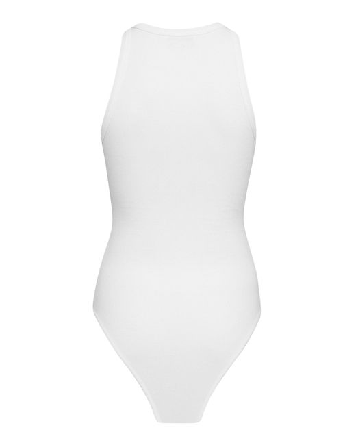 Alaïa White Ribbed Cotton-Blend Bodysuit