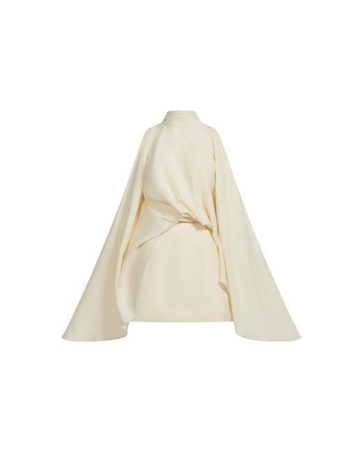 ‎Taller Marmo Natural Bacall Cold Shoulder Satin Mini Dress