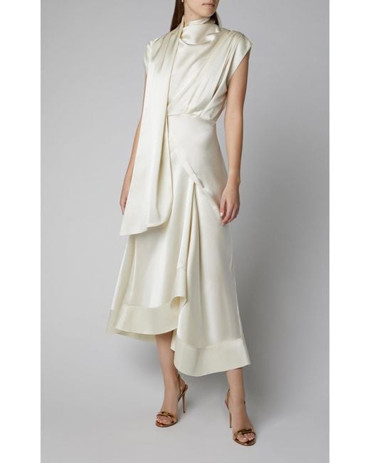 Acler Dalisay Draped Midi Dress in White | Lyst