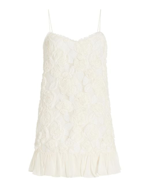 Alexis White Blanc Rosette-detailed Georgette Mini Dress
