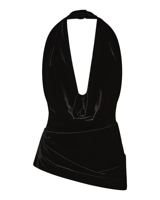 Rachel Gilbert Black Lyon Silk Halter Top