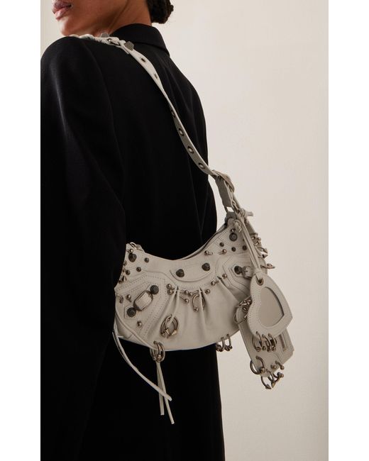 Balenciaga White Le Cagole Xs Pierced Leather Shoulder Bag