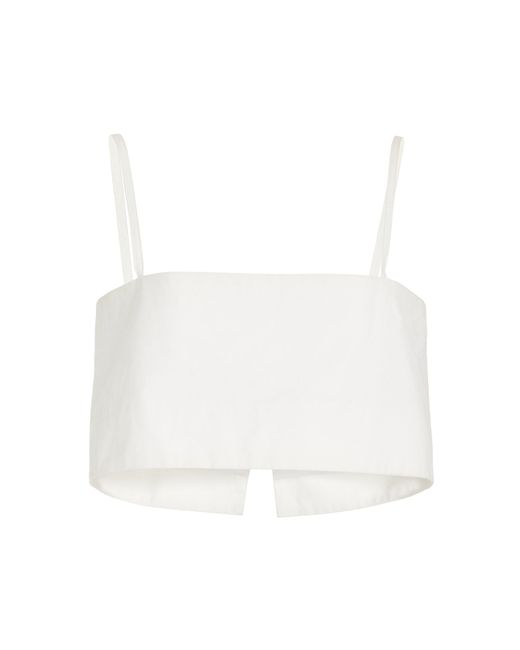 Rosie Assoulin White Easy Cropped Cotton Bandeau Top