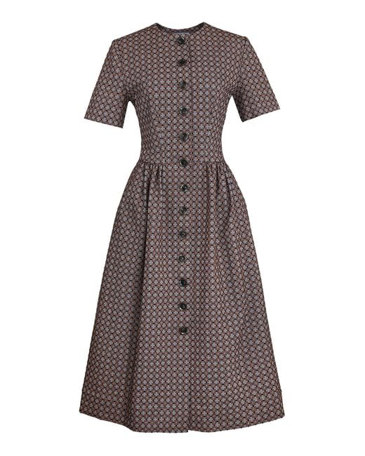 Lena Hoschek Brown Maxima Cotton-Blend Midi Dress