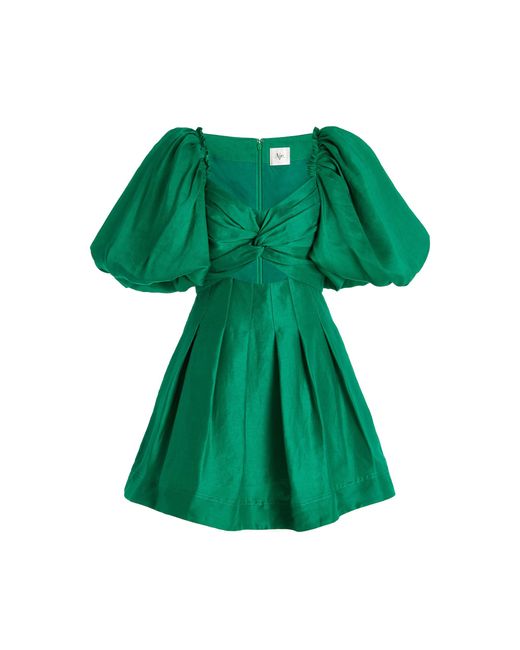 Aje. Green Dusk Knot Puff Sleeve Mini Dress