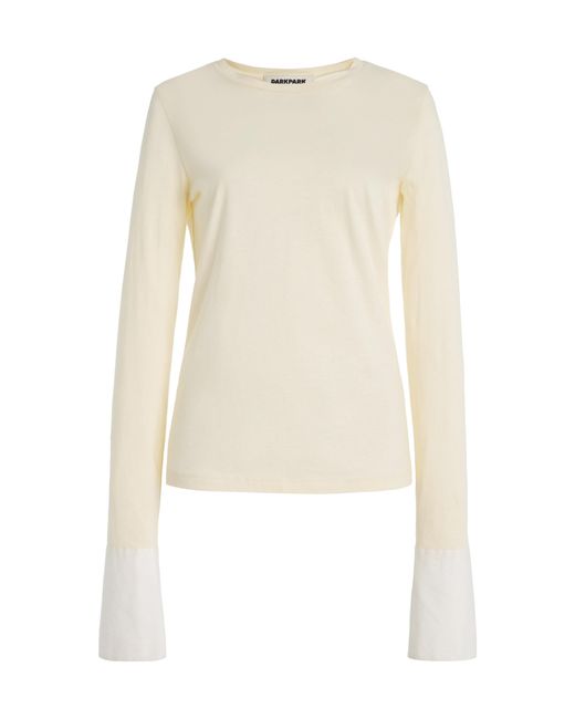 DARKPARK White Nora Cuff-Detailed Jersey Top