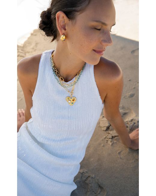 Lizzie Fortunato Metallic Treasure Trove Gold-pleated Multi-gem Pendant Necklace