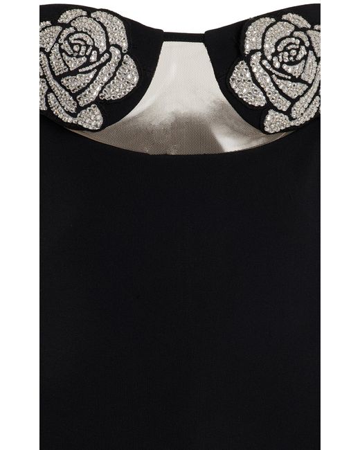 David Koma Black Crystal-embellished Cady Bustier Mini Dress