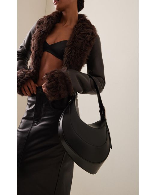 Mugler Black Spiral Medium Leather Shoulder Bag