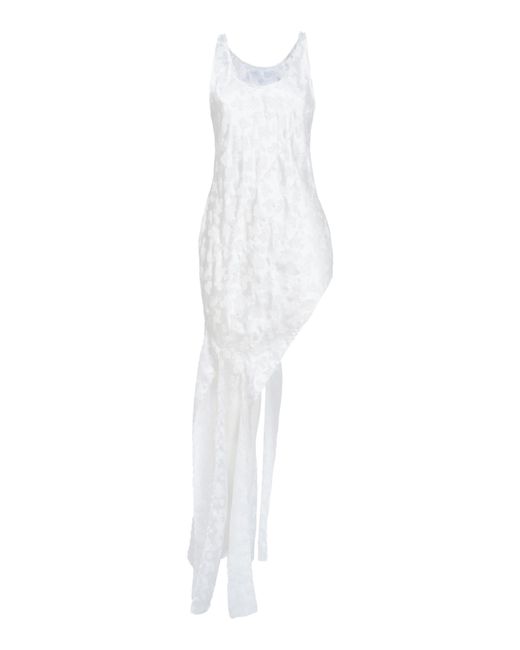 DES_PHEMMES White Asymmetrical Satin Tank Top