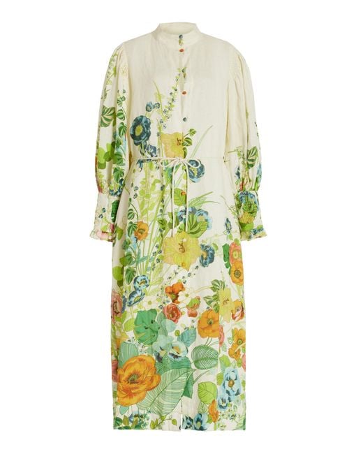 ALÉMAIS White Constance Button-detailed Linen Maxi Dress