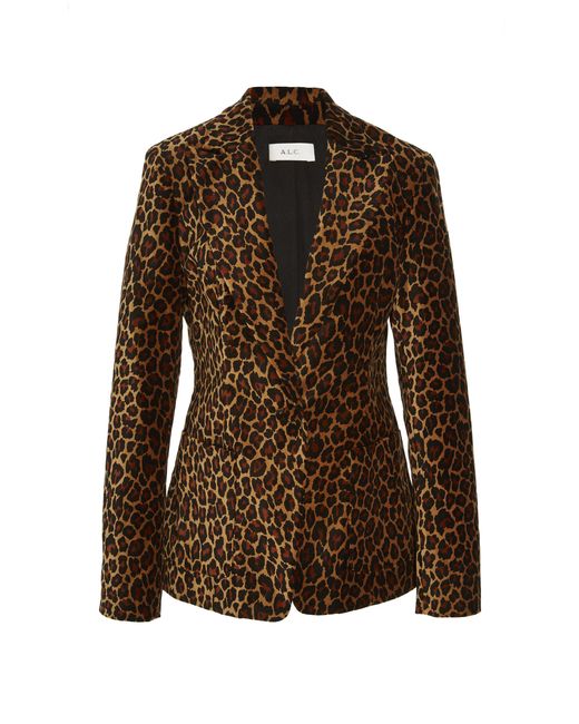 A.L.C. Cotton Mercer Leopard-print Tailored Jacket in Animal (Brown ...