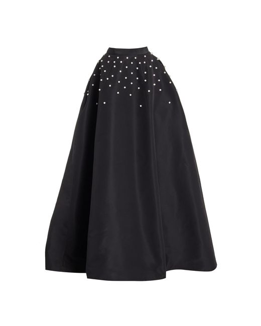 Monique Lhuillier Black Pearl-embroidered Silk Faille Ball Skirt