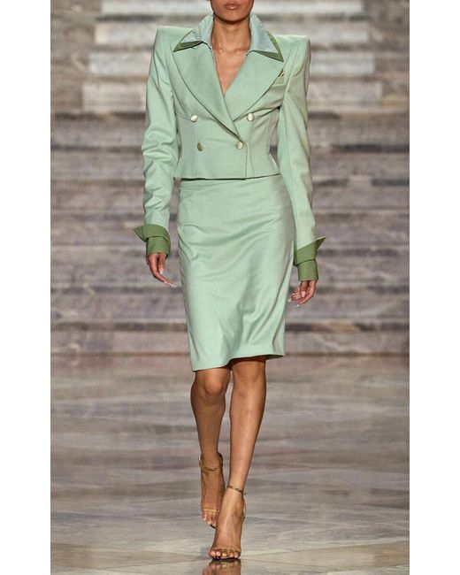 LAQUAN SMITH Green Double Cuff And Collar Shirt