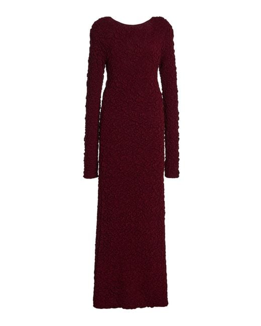 By Malene Birger Red Venus Smocked Knit Maxi Dress