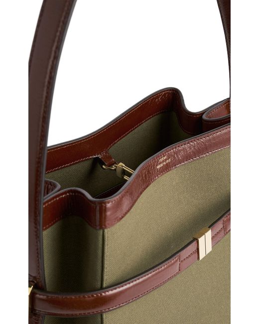 Totême  Green Belted Leather-trimmed Canvas Bucket Bag