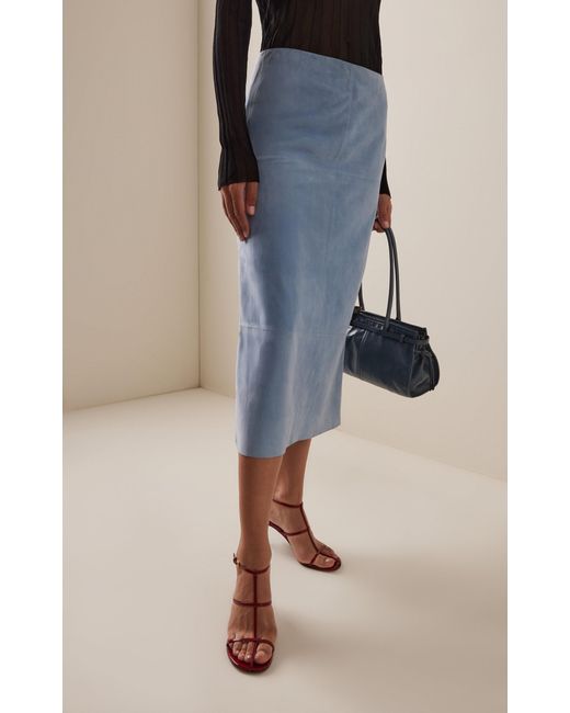 Proenza Schouler Blue Nadia Suede Maxi Skirt