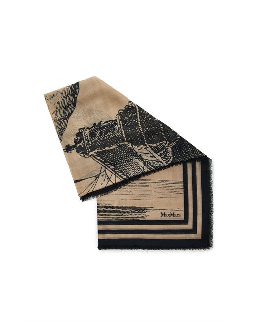 Max Mara Natural Square Wool-Silk Shawl