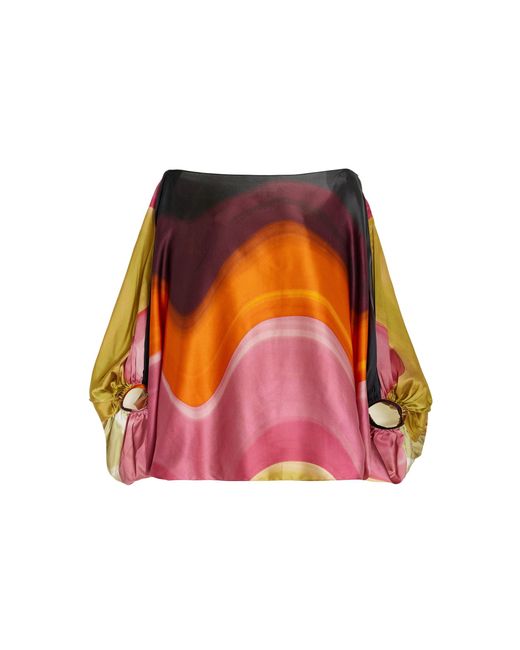 Silvia Tcherassi Multicolor Bellagio Printed Silk Off-the-shoulder Top