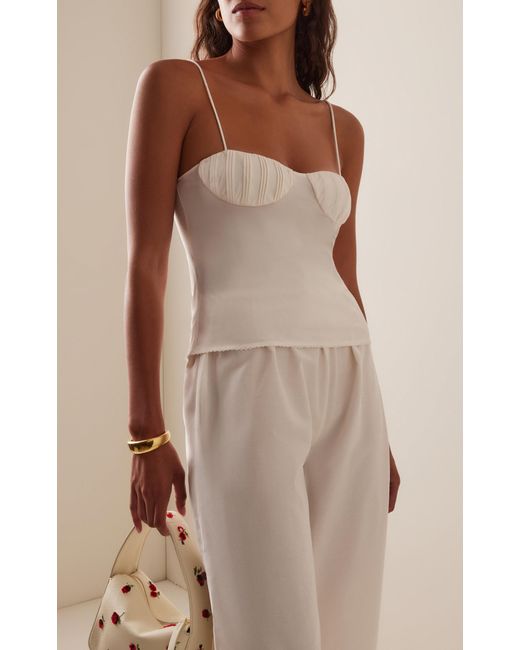 Posse Exclusive Pearl Cotton-Silk Camisole Top in White | Lyst Canada