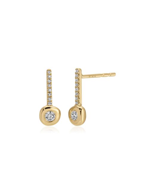 EF Collection Metallic 14K Diamond Pillow Bar Earrings
