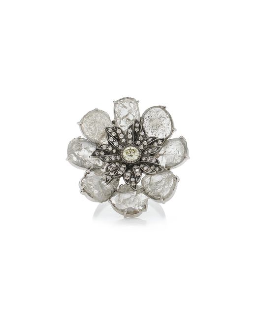 Amrapali Gray One Of A Kind 18k White Gold Large Flower Diamond Ring
