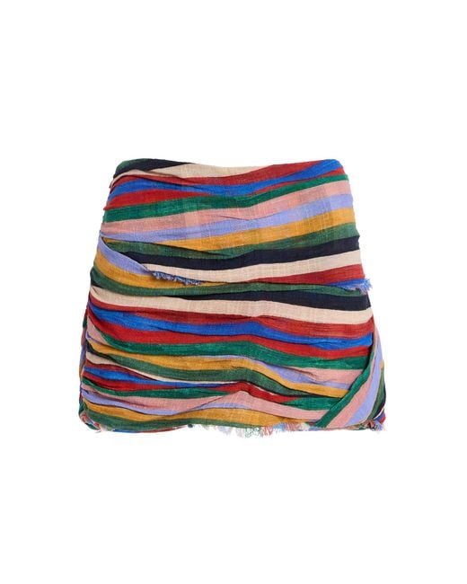 Staud Red Nicola Striped Cotton Mini Skirt