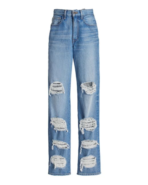 Brandon Maxwell Blue The Rayssa Distressed Straight-leg Jeans