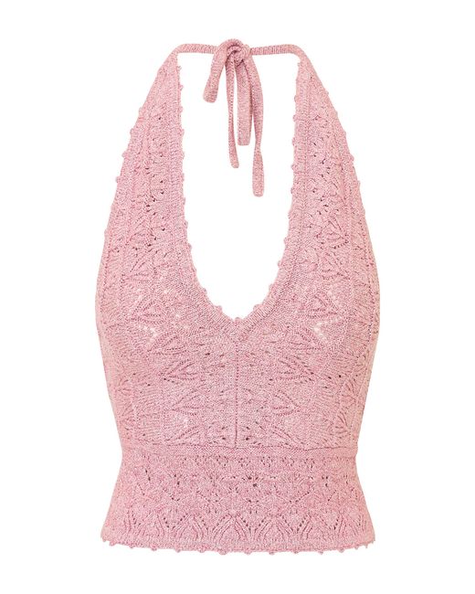 LoveShackFancy Pink Roselith Crocheted Top