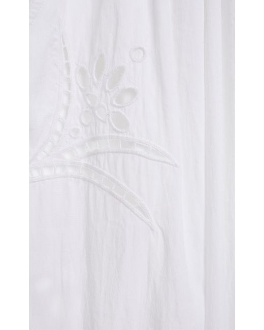 Isabel Marant White Hectorina Eyelet-embroidered Poplin Wide-leg Pants