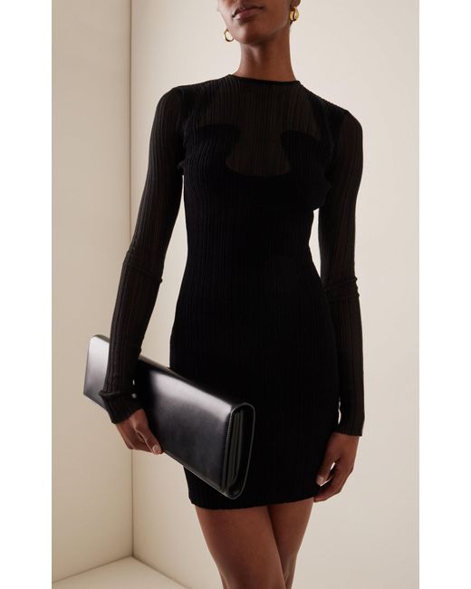 Nensi Dojaka Black Knit-plisse Mini Dress